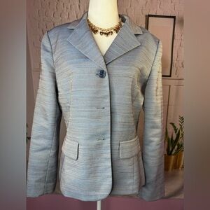 Le Suit Light Blue Textured Blazer and skirt set size 12